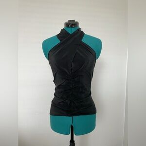 Alma Italian Brand Silk Black Halter Top